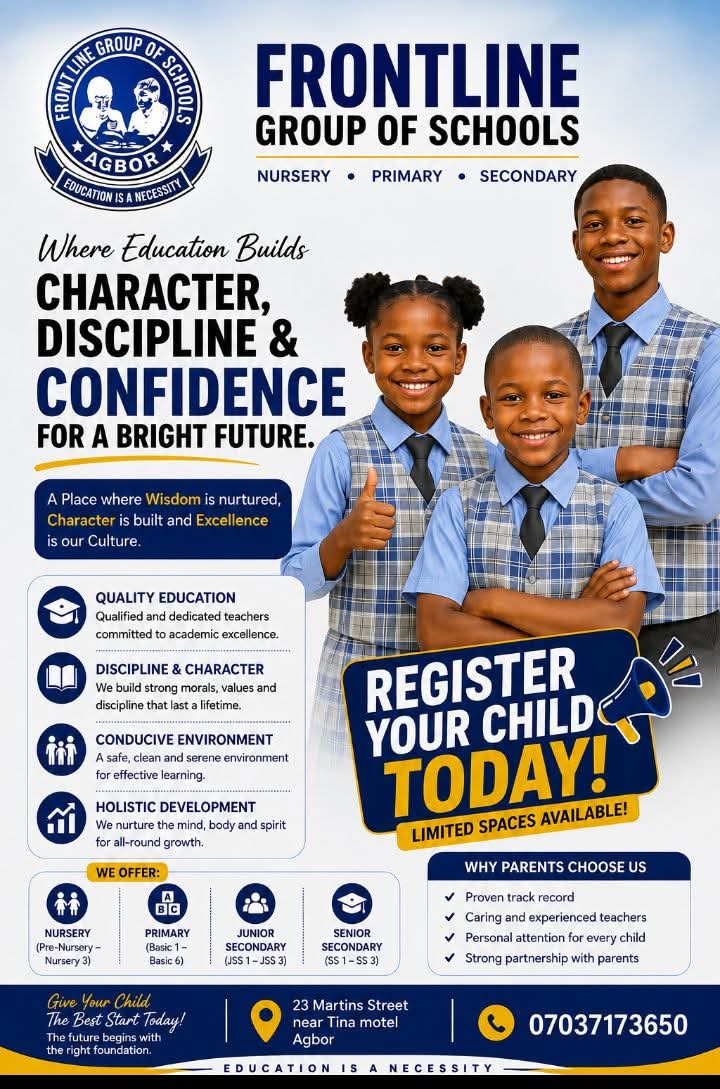 Frontline Grooup of Schools Admission Flyer